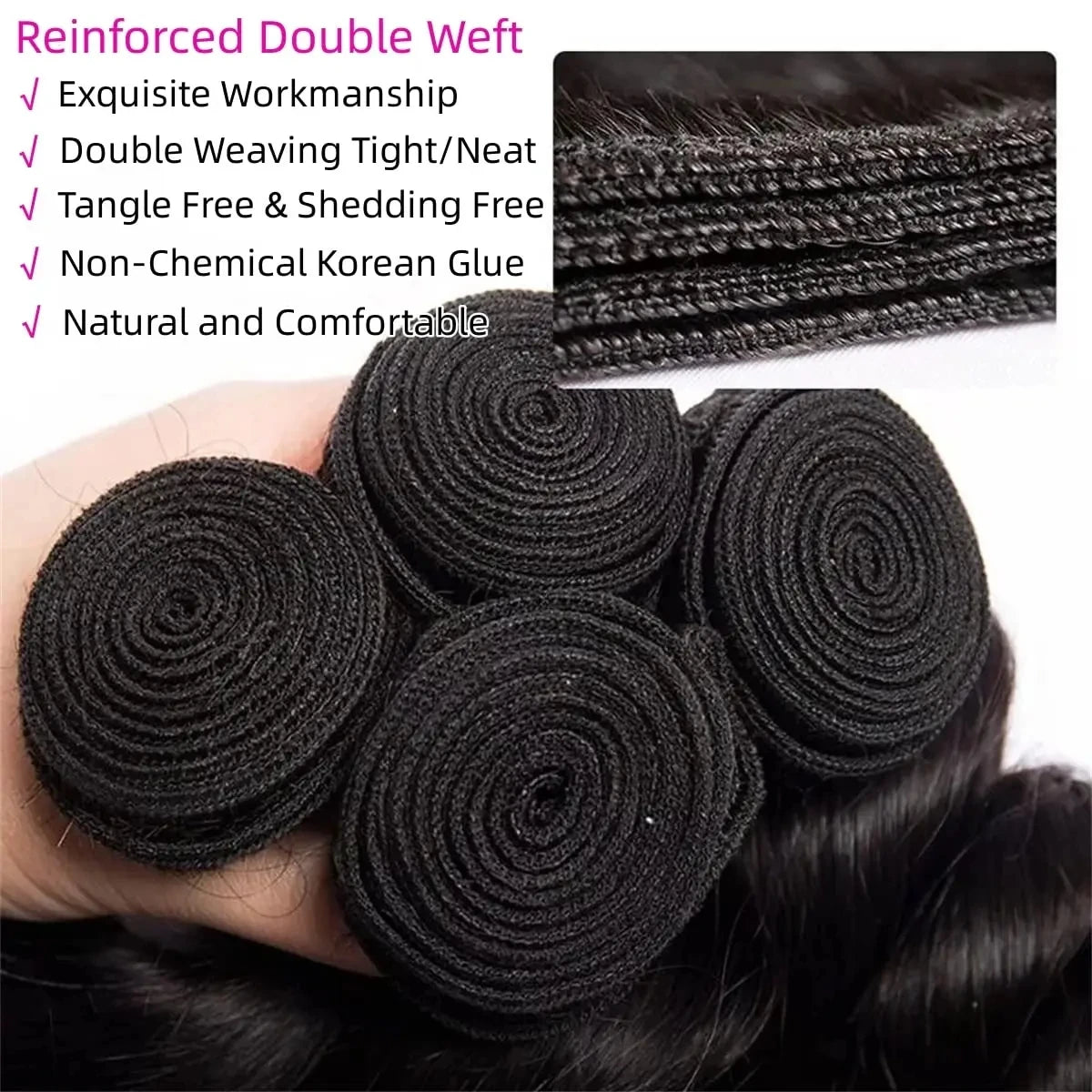 Human Hair Bundles Weave Brazilian Hair Bundles Loose Body Wave 3/4 Bundles Weft Virgin Raw Remy Hair Extensions For Women 28"