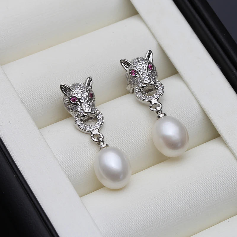Women's Earrings Trend Hanging Real River Cultured Natural Freshwater Pearl Earring Mother Daughter Birthday Gift White Black