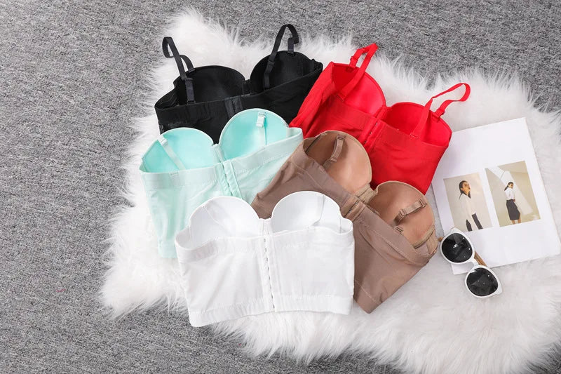 Top Women Bra Bandeau Corset Underwear Sexy Sleeveless with Chest Pad Ladies Y2K Lace Tank Tops Wrapped Vest Tube Top Cropped