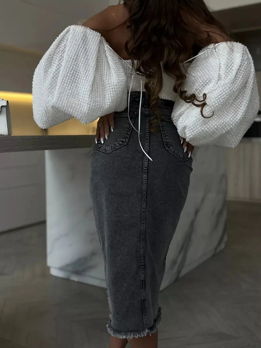 Denim Skirt Woman Streetwear Long Slim Skirts For Women Asymmetric High Quality Skirt Woman 2024 Trend High Waist Long Skirts
