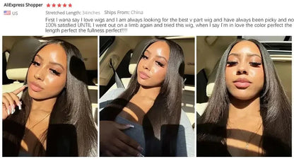 V Part Wig Straight Long Human Hair Wigs Mongolian Straight V Part Human Hair Wigs V Part Machine Made Wigs No Leave Out