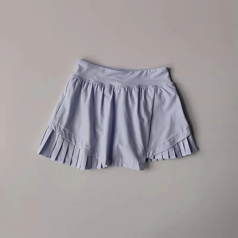 High Waisted Sports Short Skirt Summer New Style Cool Anti Glare Including Lined Shorts Fitness Yoga Quick Drying Pleated Skirt