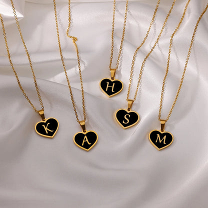 Initial Letter Necklaces for Women Clavicle Chain Heart Pendant Necklaces Alphabet Stainless Steel Jewelry Freeshipping collares