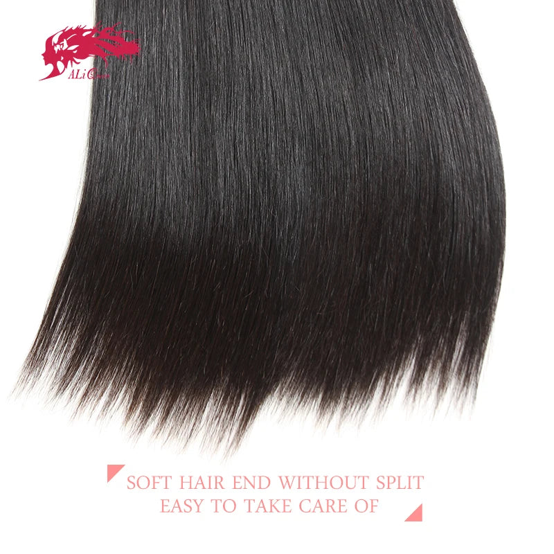 Ali Queen Double Drawn Hair Bundles Straight Human Hair Bundles Virgin Hair Weave For Women Indian 100% Human Hair Extensions