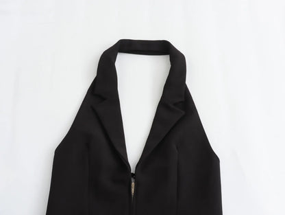 2025 Women Sexy Backless Strapless Halter Corset Tops Side Zipper Lady Slim Camis Female Solid Chic Tops