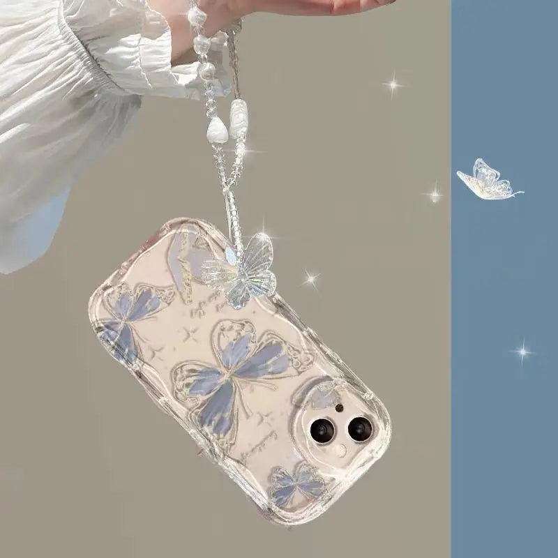 Fashion Butterfly Hand Chain Phone Case For Realme C67 C63 C53 C65 C11 C33 C31 C35 C55 C21Y C20 C21 C12 C15 C25 C30 GT6 Cover