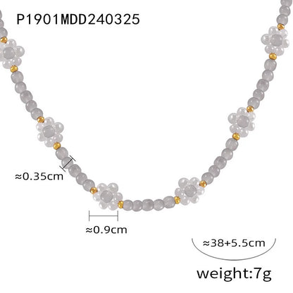 Women's Necklace Elegant Handmade Bead Color Natural Stone Woven Collarbone Chain Fashionable and Versatile Jewelry Accessories