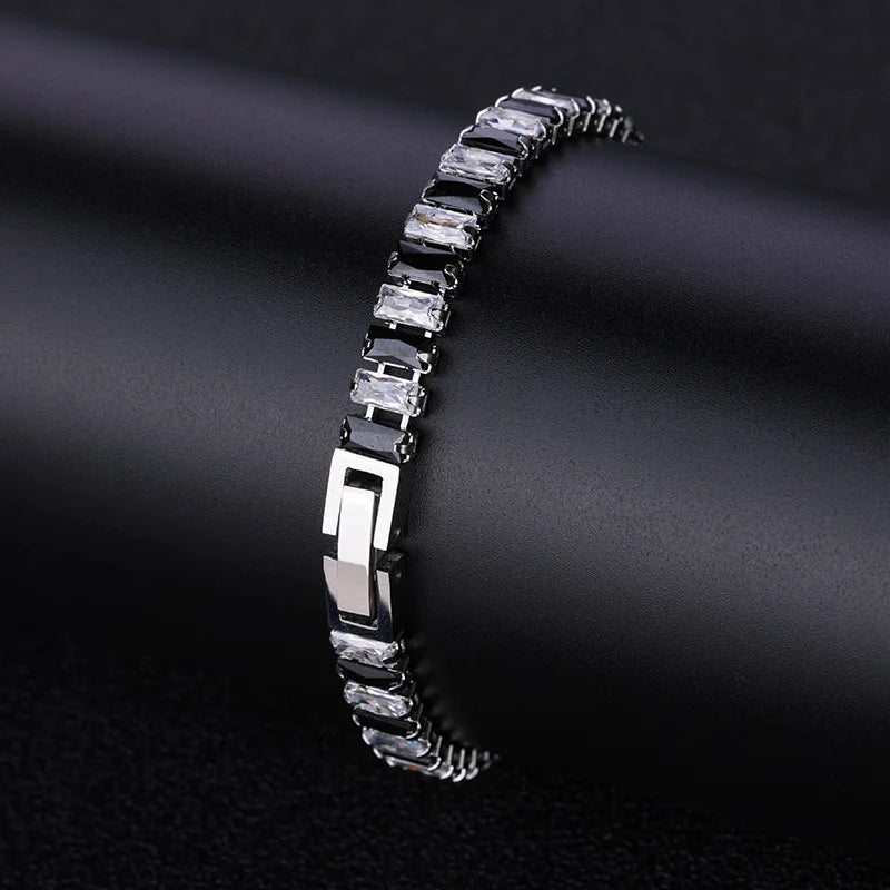 Tennis Necklaces Set for Women Girls,Hip Hop Black White Square Zircon Collars, Chic Jewelry Set Gifts to Mom Wife GF