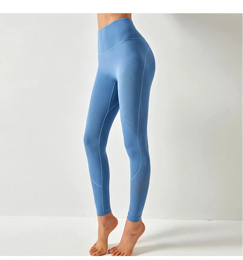 Women High Waist Yoga Pants Leggings with Back Pocket Running Cycling Breathable Sports Leggings Fitness Workout Gym Clothing