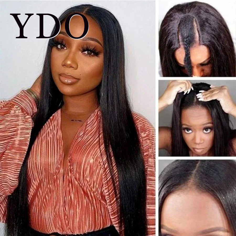 V Part Wig Human Hair Straight Glueless Wigs Ready To Go Upgrade U Part Human Hair Wig No Leave Out No Sew In Pre Plucked