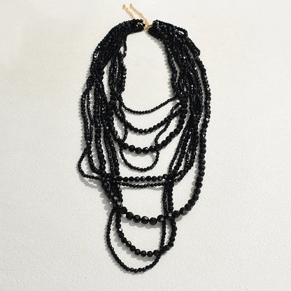 Bohemian Multi Layer Handmade Beaded Necklaces for Women Exaggerated Red Green Waterfall Beads Pendant Necklace Party Jewelry