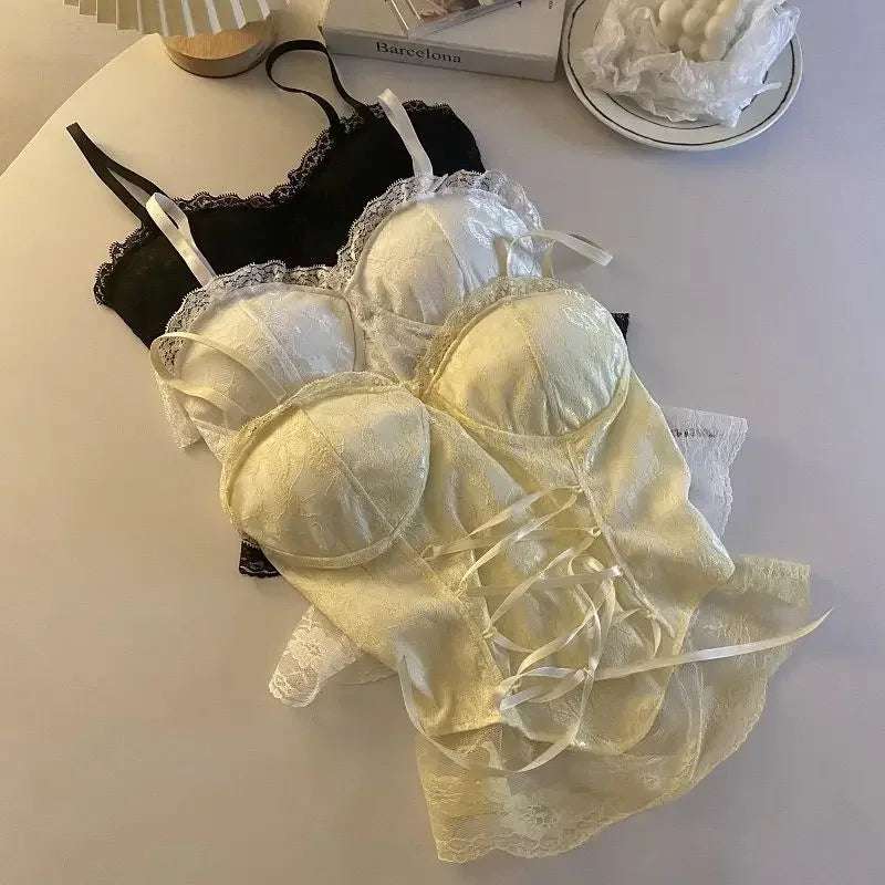 Clothes blouses sexy crop tops women corset lace bandage T-shirt camisole woman sling tank top fashion sleeveless waistcoat