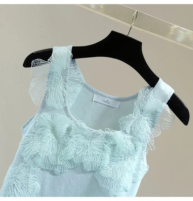 Sexy Crop Tops Women Heavy Embroidery Floral Tank 2025 Ropa Mujer Lace Butterfly Backless Tunic Vest Korean Summer Camis