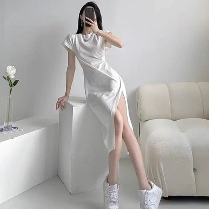 White Dresses for Women 2024 Woman Dress Clothes Midi X New in Chic and Elegant Pretty Cheap Casual Y2k Outfits Harajuku Cotton