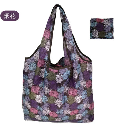 Reusable Shopping Bags Foldable Large Size Women Shopping Bags Totes Heavy Duty Washable Cloth Grocery Bags Eco-Friendly Bags