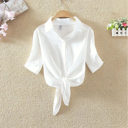 2025 New Womens Tops Fashion Women Summer Chiffon Blouse Short Sleeve Casual Shirt White Ropa Mujer Blusas Feminino