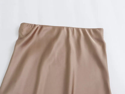 Satin Skirt Woman High Waist Elegant Long Skirts For Women Fashion Summer Midi Skirt Office Women's Skirts