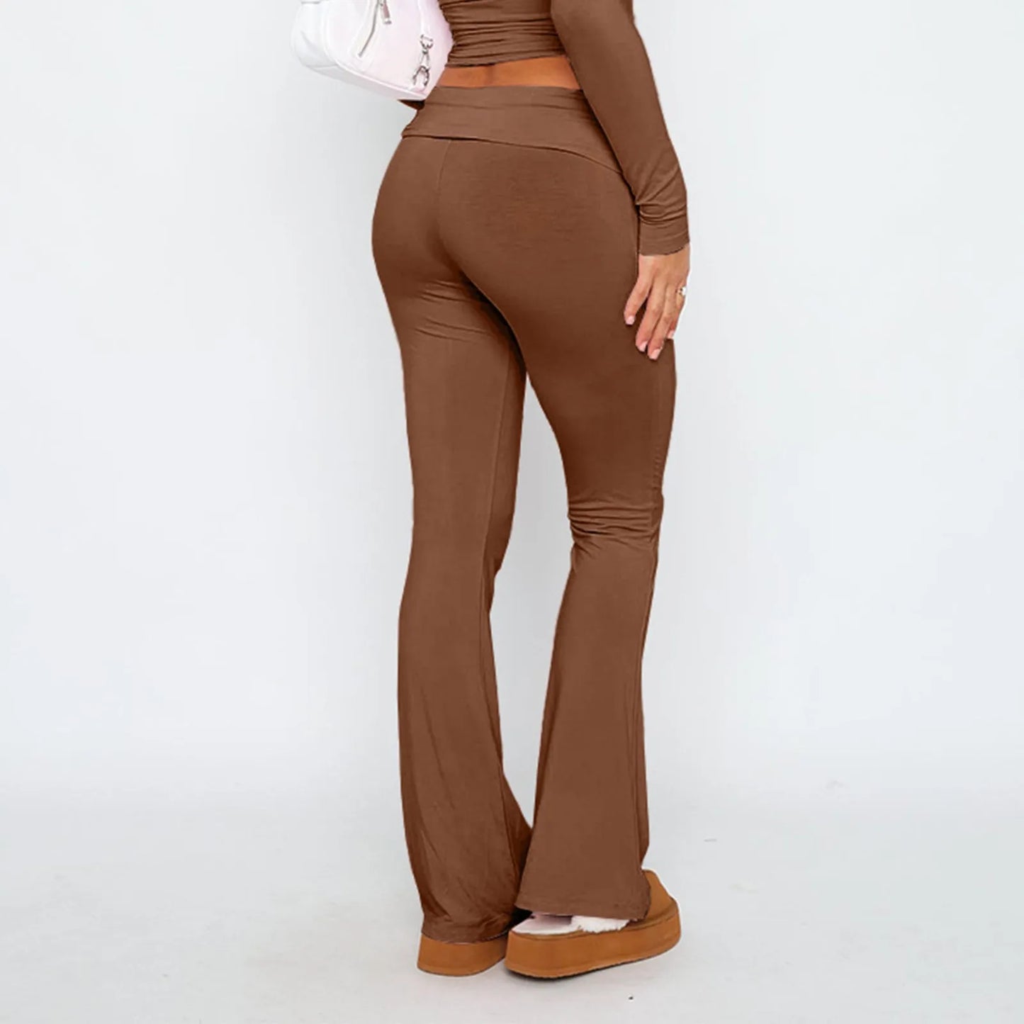 Long Pants Women Fashion Trousers Solid Elastic Leggings Flare Bottoms High Waist Wide Leg Athletic Yoga Bell Pants Summer