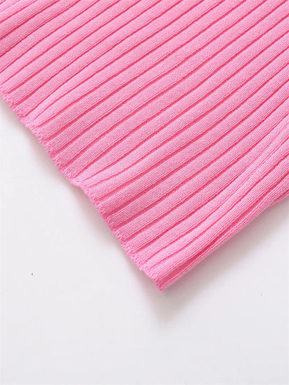 2025 Women's New Tops Summer Pink Halterneck Knitted Sleeveless Top Bow Trim Sexy Open Back Personality Fashion