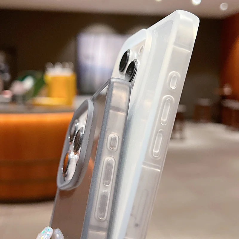 Rectangular Clear Case For iPhone 16 15 Pro Max 14 Plus 13 12 Pro Max 11 Shockproof Camera Lens Protection Soft TPU Phone Cover