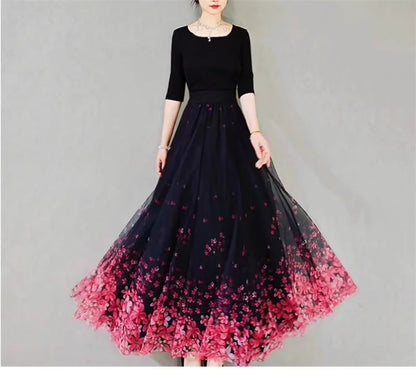 Skirt Women's Long Skirt 2024 New High Waist Slim A-line large Swing Skirt Female A-Line Skirts Summer Sakura Gradient Long Skir