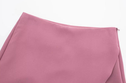 TRAF Women's Skort High Waist Brown Skirt Pants Stylish Summer Pink Black Mini Skirt Shorts Asymmetric Casual Off White Skort