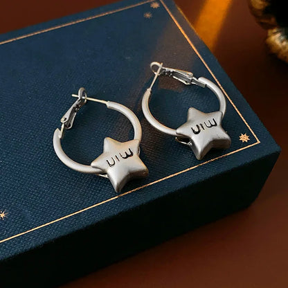 European and American Style Letter Round Ear Rings,fashionable and Versatile for Commuting,simple and Elegant Earrings for Women