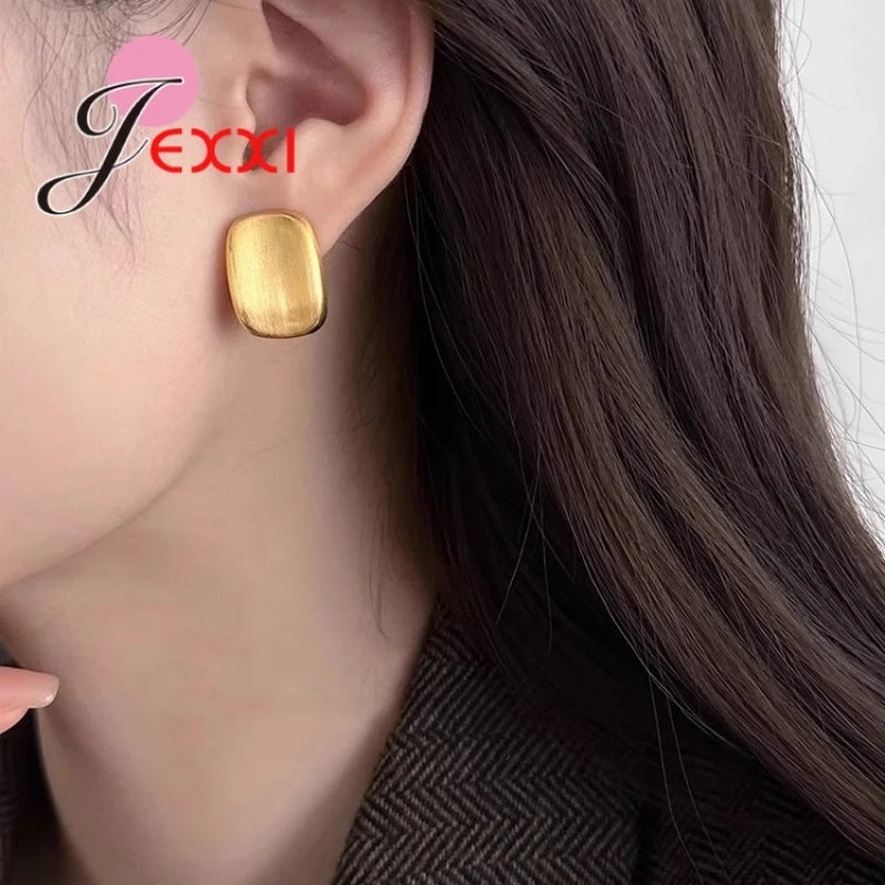 1 Pair Large Women Stud Earrings,925 Sterling Silver Gold Color Earrings Gifts for Her,Minimalist Dainty Chic Oversize Jewelry