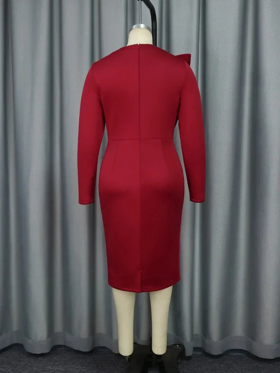 2025 Elegant Church Dresses for Women Party Bodycon Long Sleeves with Lace Appliques Sheath Classy Occasion Africa Wedding Guest