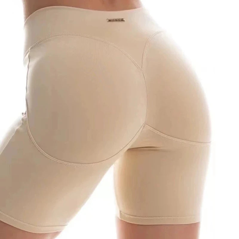 Women's yoga exercise shorts, high waist, tight fit, quick drying peach hip yoga five point exercise and fitness pants