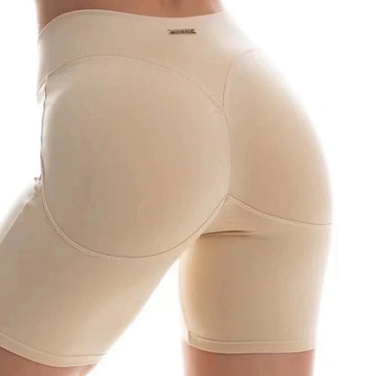 Women's yoga exercise shorts, high waist, tight fit, quick drying peach hip yoga five point exercise and fitness pants