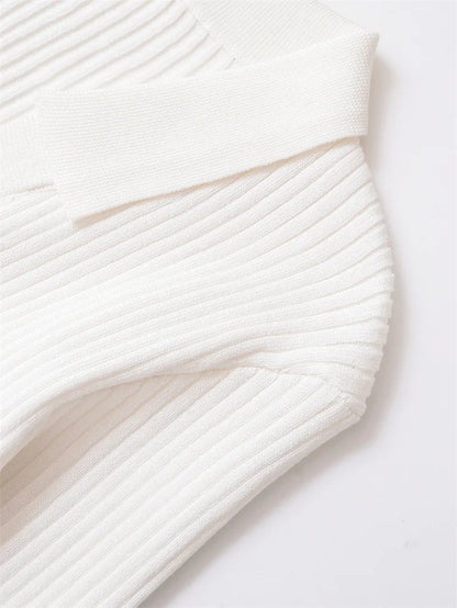 Women's Tops New Fall 2025 Solid Color Long Sleeve Lapel Slim Knit Top Sexy V-Neck Design Casual Fashion Personality Versatile