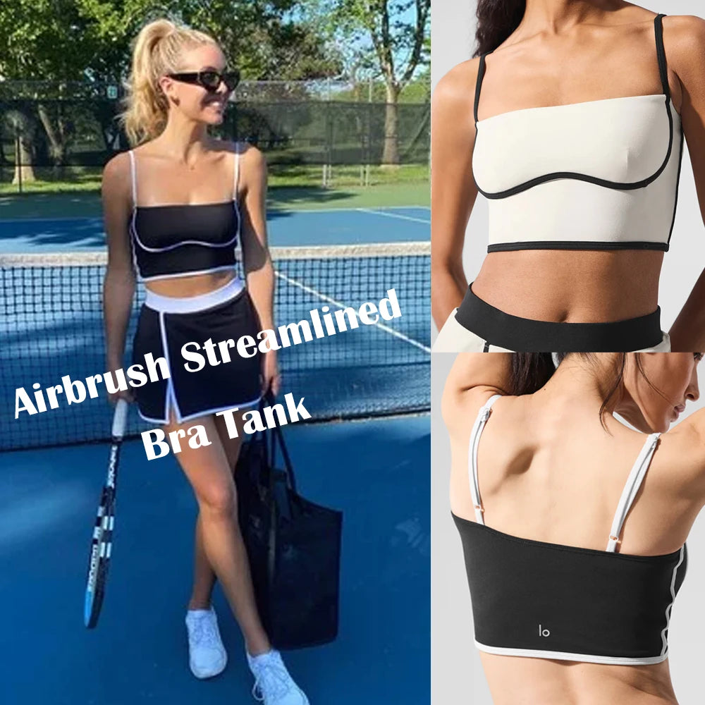 Yoga Tops for Women Crop Tops Airbrush Streamlined Bra Tank Slimming and Tight Fitting Camisole Yoga Exercise and Fitness Vest