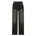 Low Waist Jeans for Women Goth Y2k Style Baggy Jeans Punk New Jeans Wide Leg Denim Pants Kpop Casual Loose Streetwear
