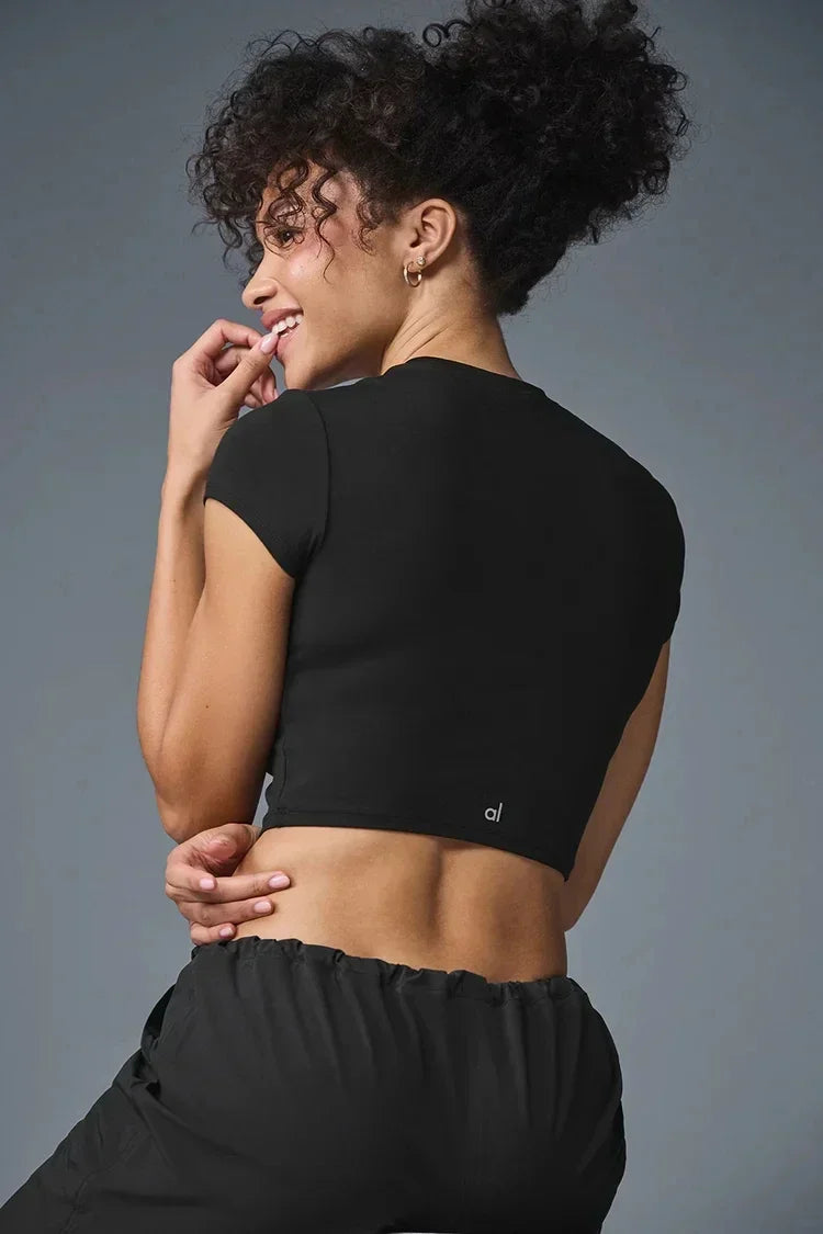 AL Yoga Pants Suit Up Trouser Sports Women's High Waisted Straight Leg Wide Pants Versatile Soft Crop Finesse Short Sleeve