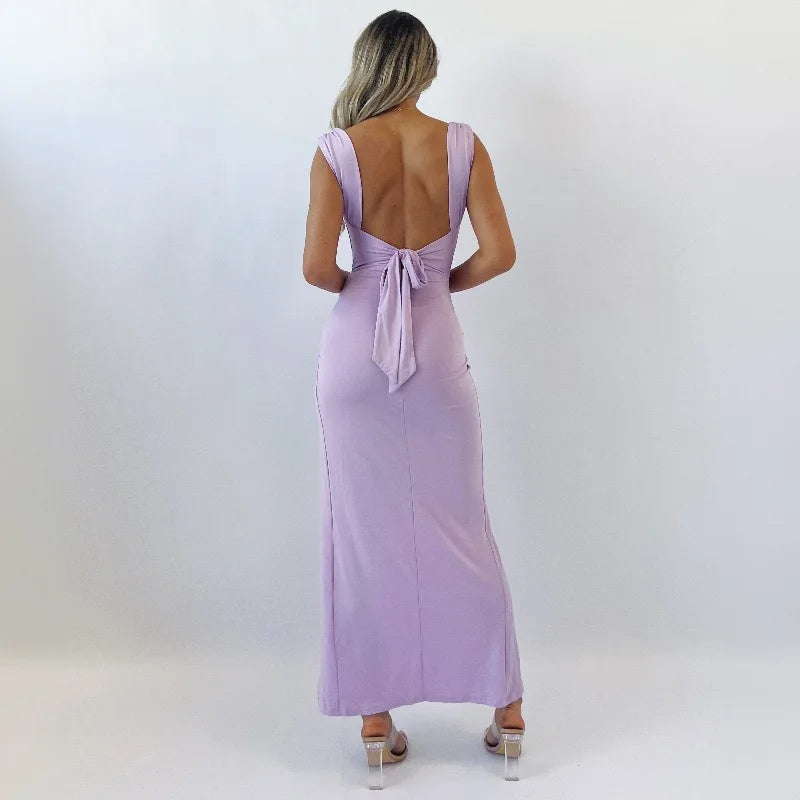Elegant Evening Dresses Women Sexy Backless Slim Fit Summer Dress Chic Slit Dress Robes Party Club Gowns Women Clothing