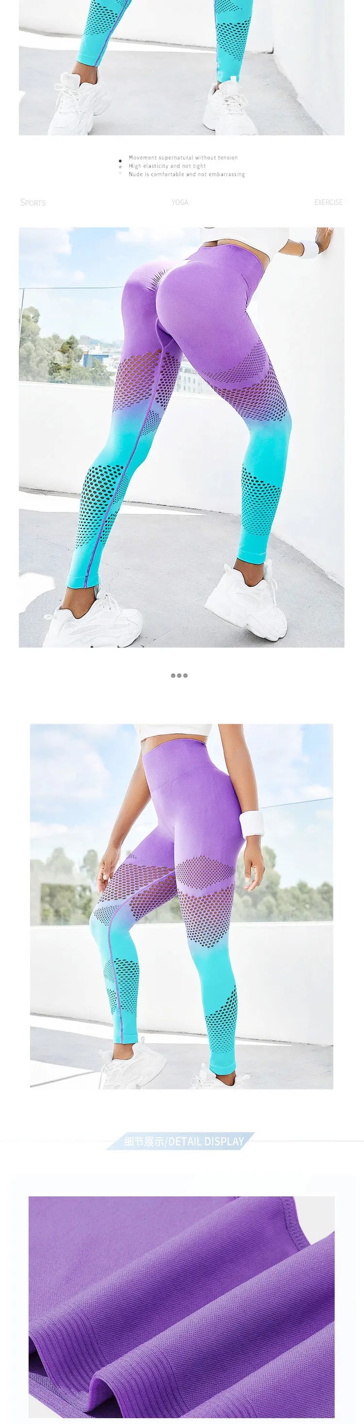 Yoga Pants High Waist Yoga Pants Sports Female Clothing Sexy Hollow Stripe Seamless Leggings Women Fitness Leggings Gym