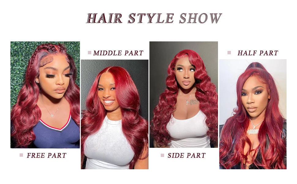 FABA Glueless Wigs Human Hair 7x5 Wear and Go Glueless Wig Pre Plucked  with Natural Hairline Burgundy Body Wave Wigs For Women