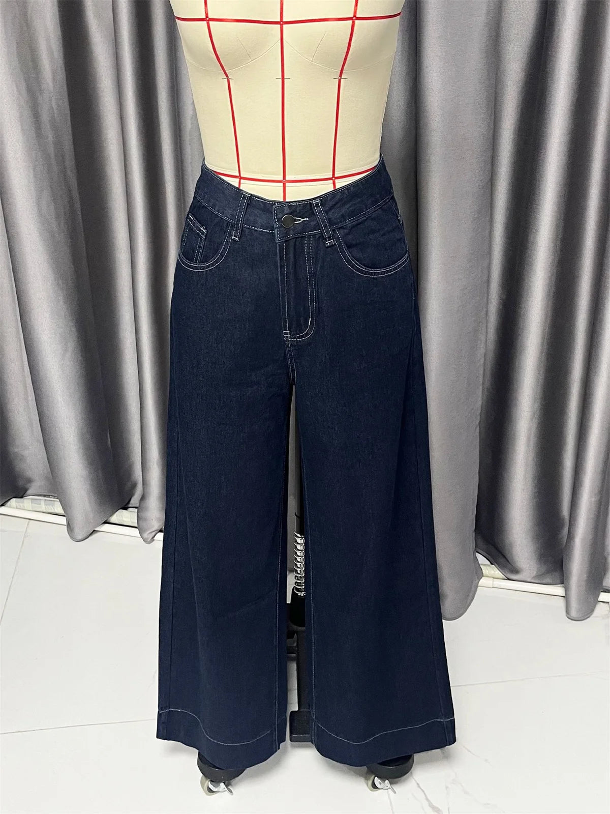 Fashion Wide Leg Jeans Women 2025 Spring Autumn New Retro High Waist Pant Solid Chic Casual Trousers Office Lady Street Pants