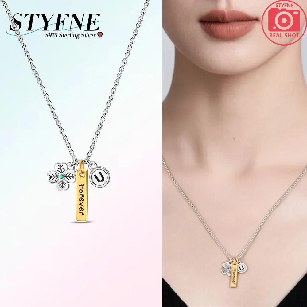 Women's Necklace 925 Silver Love letter Lucky Symbol Choker Necklaces Fit Women Fashion Anniversary Birthday Jewelry Gift