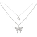 Double Layered Butterfly Necklace for Women with High-end Design, Light Luxury and Niche Collarbone Chain