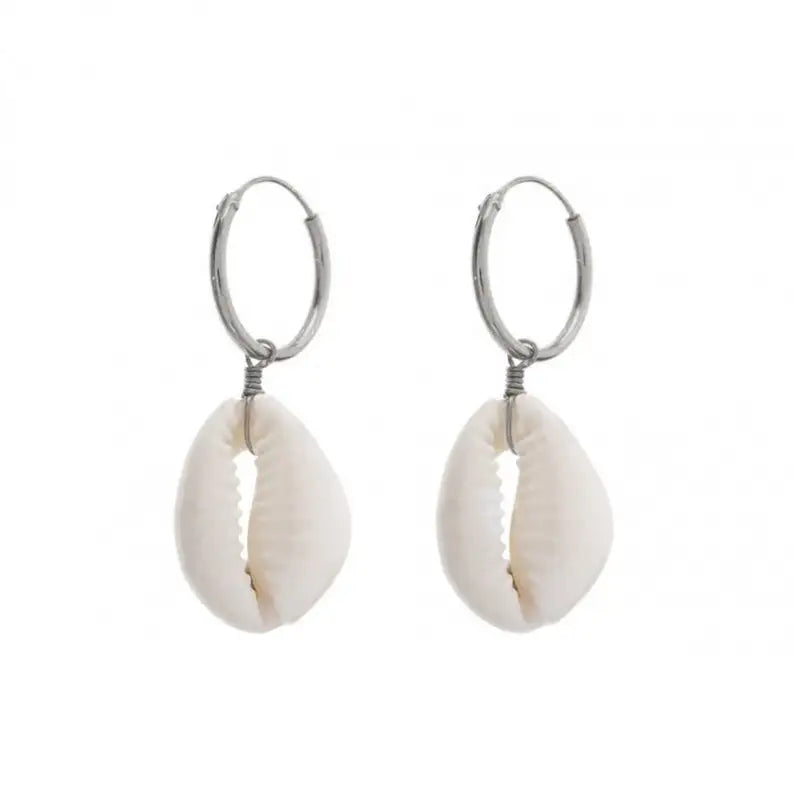 Cowrie shell earrings, Shell earrings, Shell hoops, Cowrie Boho earrings, Summer earrings, Beach earrings, Beach jewelry