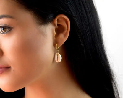 Cowrie shell earrings, Shell earrings, Shell hoops, Cowrie Boho earrings, Summer earrings, Beach earrings, Beach jewelry