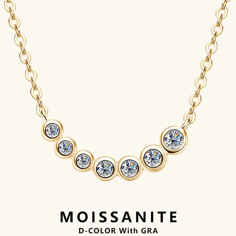 Lnngy Collares Mujer 925 Sterling Silver Clavicle Necklace For Women Exquisited 7 Stones Moissanite Pendant Necklaces Jewellry