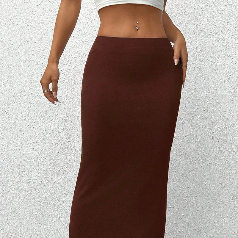 Sexy Women's Skirt Summer Solid New Streetwear Fashion Casual Slim Versatile Female Straight Skirt Elegant Simple Knitted Skirt