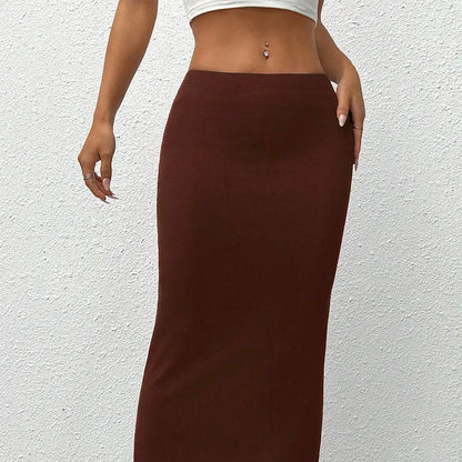 Sexy Women's Skirt Summer Solid New Streetwear Fashion Casual Slim Versatile Female Straight Skirt Elegant Simple Knitted Skirt