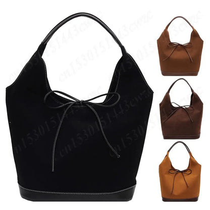 Women PU Tote Bag Designer Shoulder Bags Fashion Bucket Bag Large Capacity Suede Tote Purse Handbag Stylish Commuting Bag