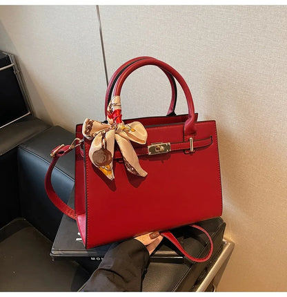 2025 New! Women's Red Tote Bag - Light Luxury, Large Capacity, Elegant Design, Versatile for Work & Party, Premium PU Leather