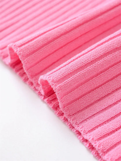 2025 Women's New Tops Summer Pink Halterneck Knitted Sleeveless Top Bow Trim Sexy Open Back Personality Fashion