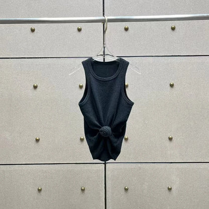 Women t-shirts New twisted flower knotted sleeveless top for summer 2025 Elastic slim pure cotton women's vest corset crop top